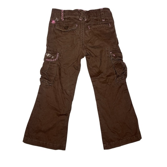 Vintage 2003 GAP Kids Girls Cargo Pants Size 4R Brown Embroidered Y2K - Picture 2 of 8